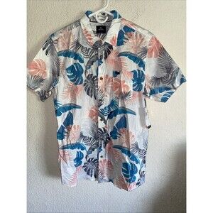 New Rip Curl Men Button Down Tropical Hawaiian SS Beach Pool Ocean Surf  Large